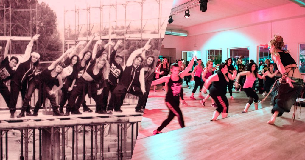 Collage storico di lezioni di fitness con gruppi in allenamento presso Ego Wellness.